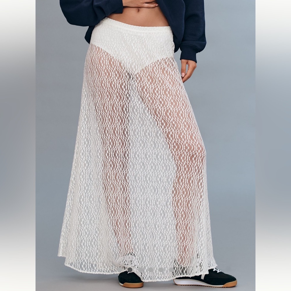 Anthropologie By Anthropologie Sheer Lace Maxi Slip Skirt NWT M
